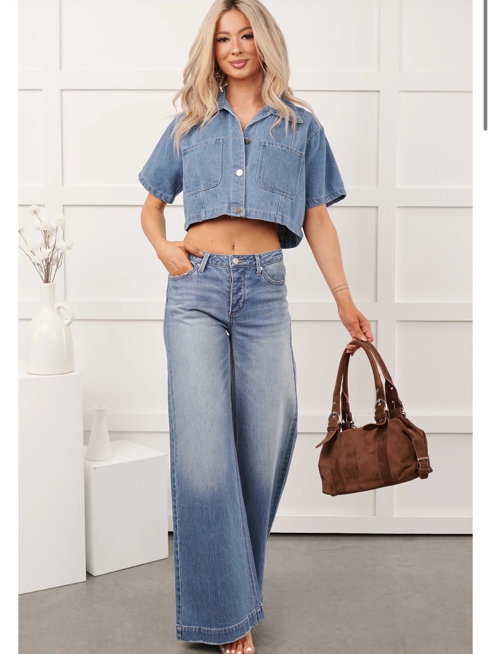 NWT- JEMINA- Wide-Leg High-Rise Jeans